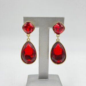 Heidi Daus "April in Paris" Red Crystal Teardrop Earrings.